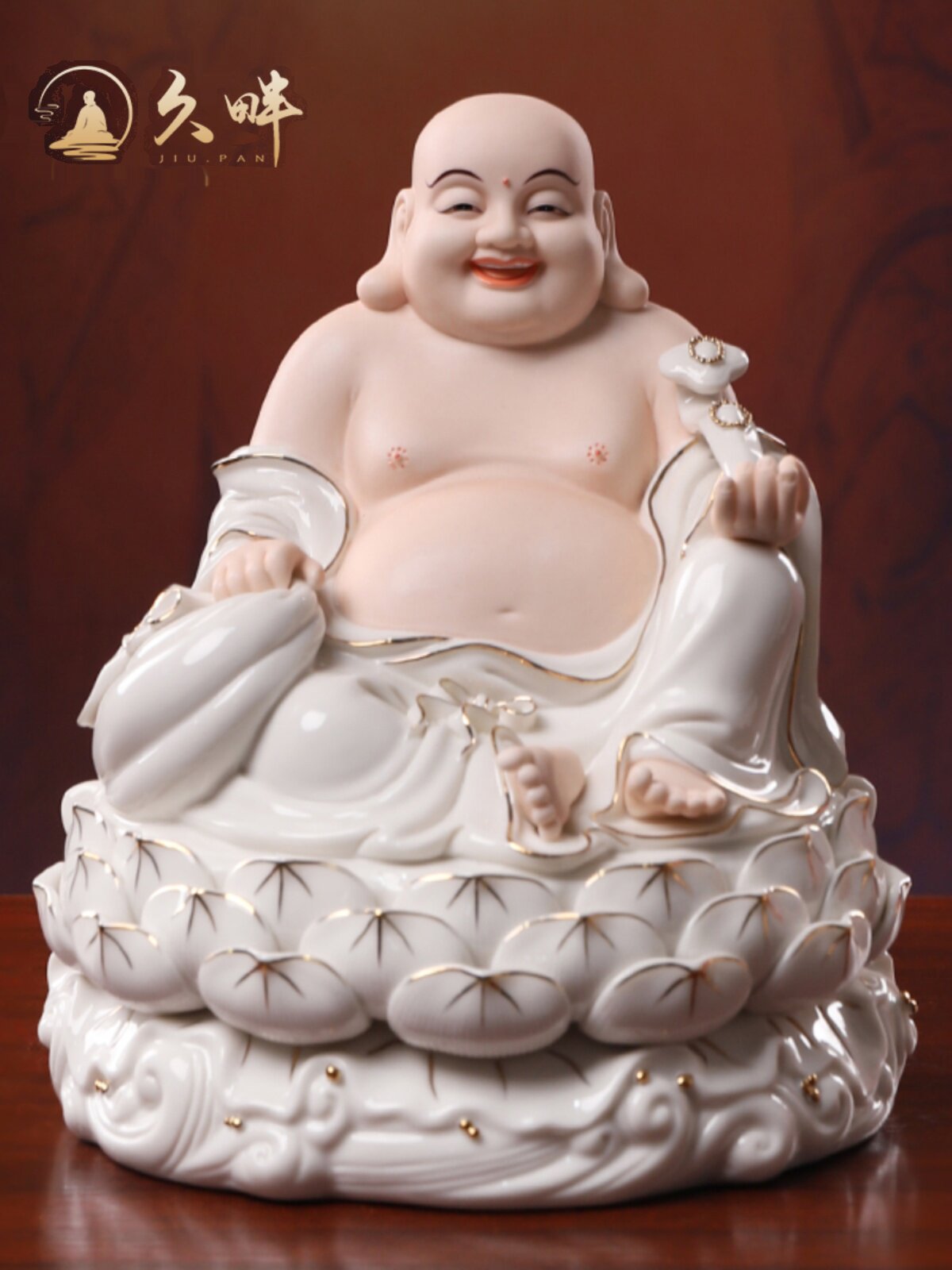久畔德化陶瓷招财进宝弥勒佛像家用供奉全堂佛弥勒笑佛大肚佛摆件