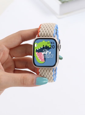 适用苹果手表表带iwatch8表带S7/6/5/4/3/2/1编织ultra尼龙applewatch运动se女款夏天可爱透气男款40/41