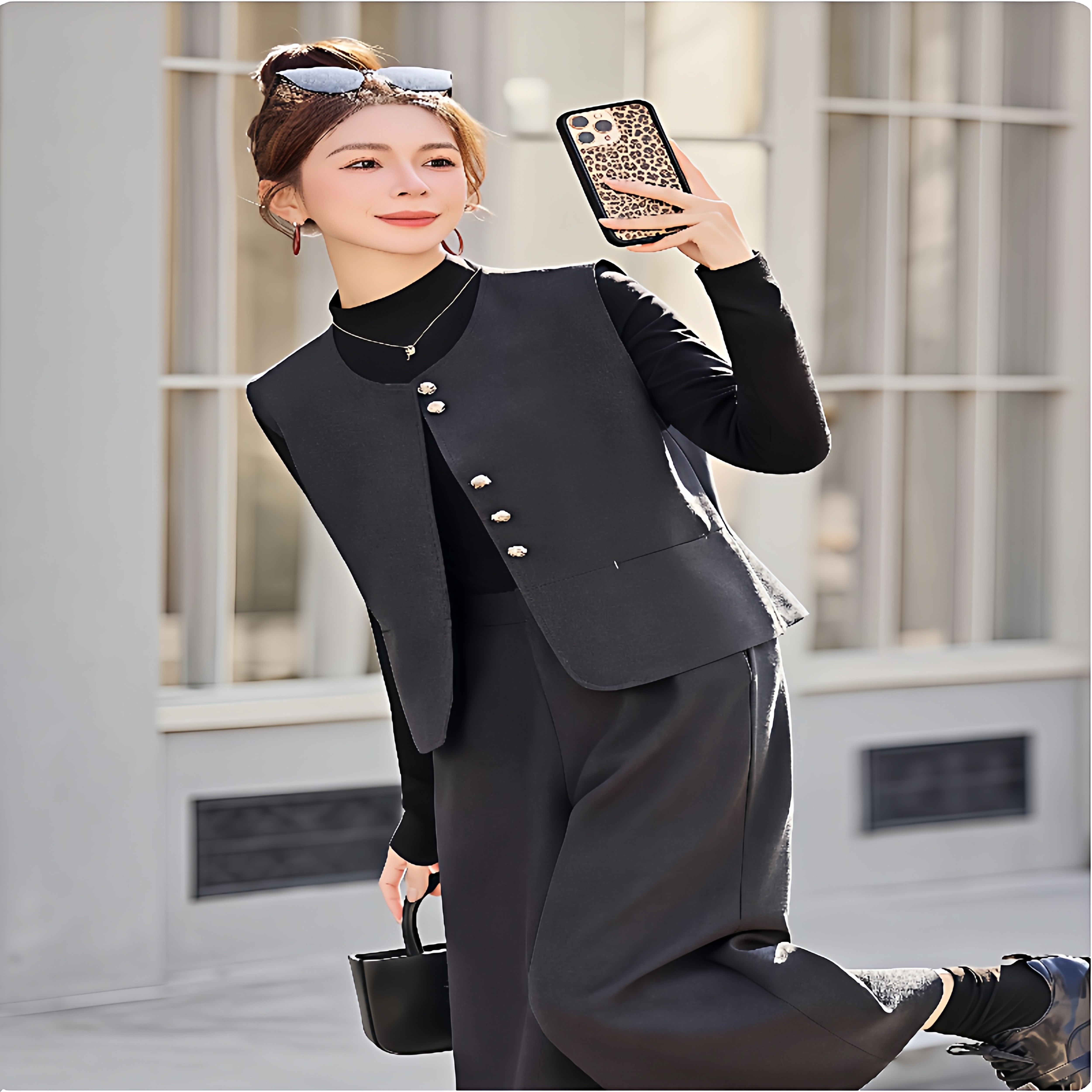 2026春季新款极简风西装马甲三件套女2026冬季新款显瘦阔腿裤套装,女装/女士精品,时尚套装,淘宝优惠券,粉丝福利购,淘宝优惠卷