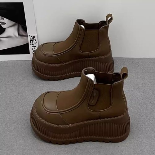 小个子厚底增高8cm真皮马丁靴