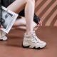 潮牌真皮老爹鞋 厚底内增高运动休闲高帮小白鞋 女2025新款 加绒棉鞋