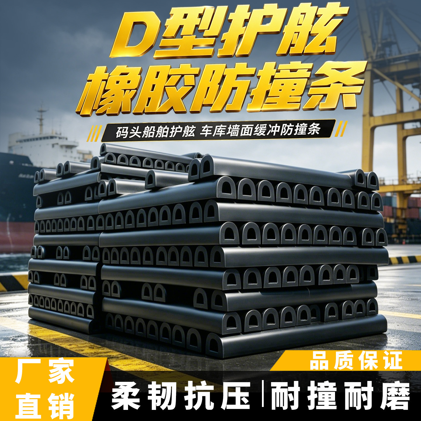 冉钦D型橡胶护舷防撞条卸货平台码头桥墩墙面保护防撞块船用护舷图片