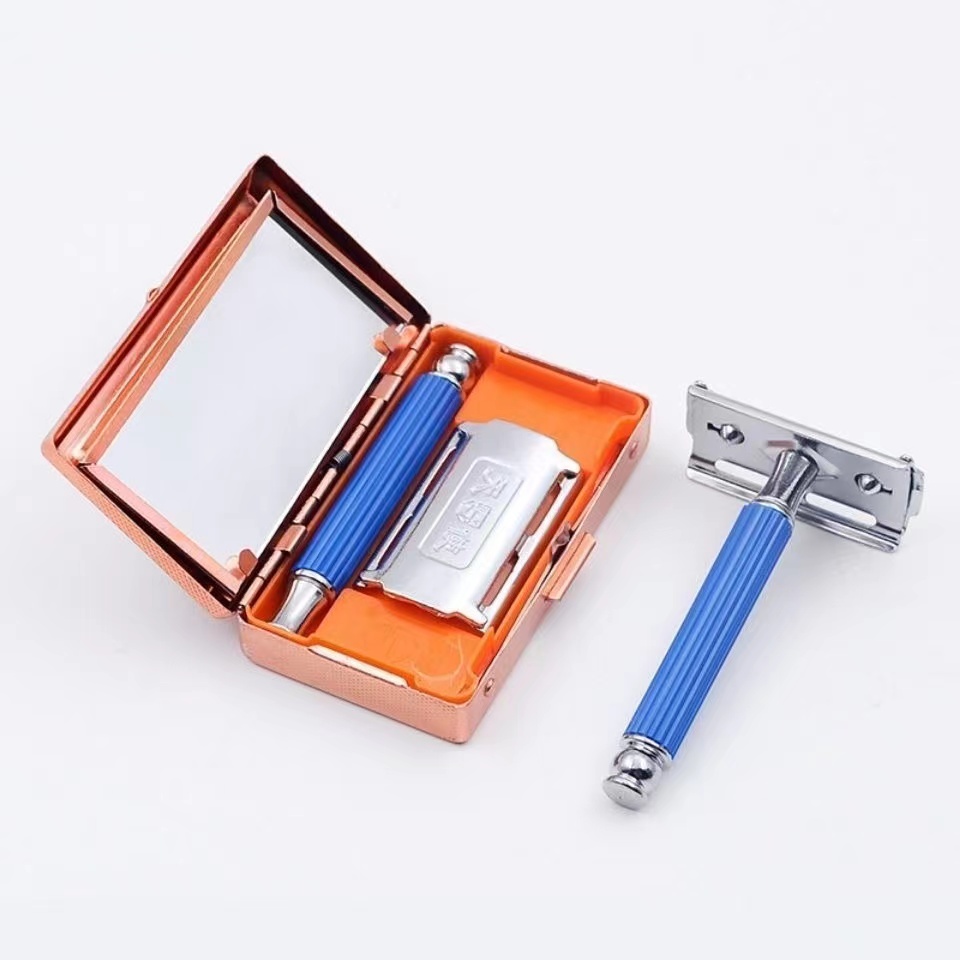 天使剃须刀刮胡刀不锈钢手动老式男式刮脸修眉双面刀片刀架刮毛刀