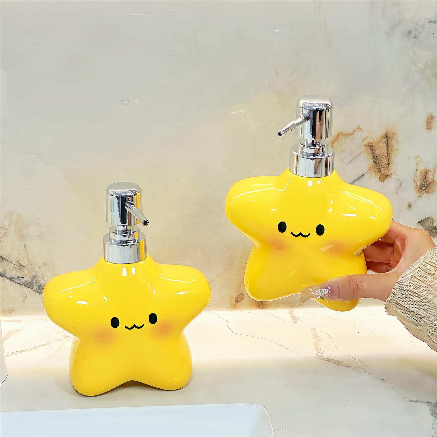 创意小星星陶瓷乳液瓶家用沐浴露洗手液瓶子高颜值按压分装瓶空瓶