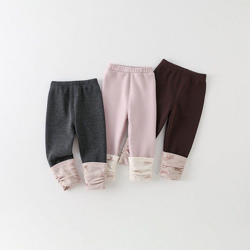 女童一体绒打底裤2025秋冬新款婴幼儿外穿保暖裤 a类宝宝加绒