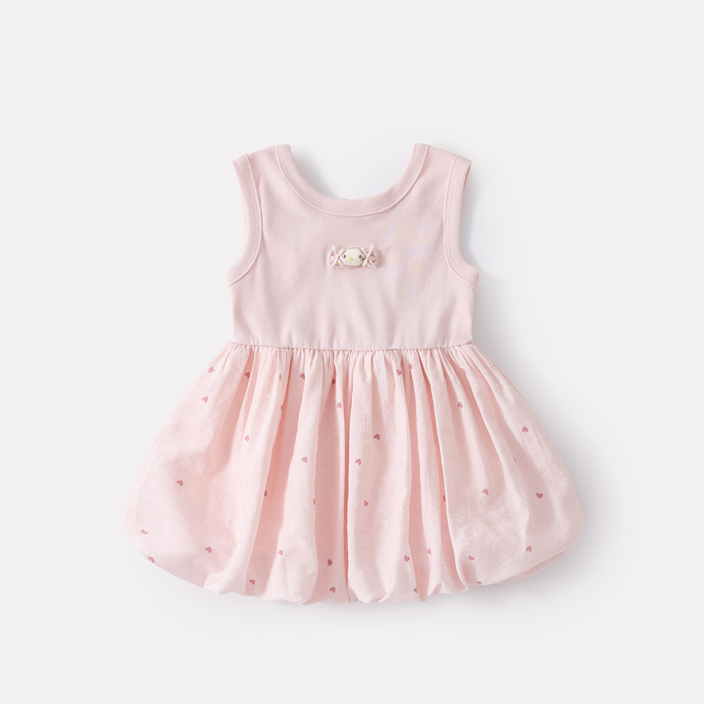婴幼儿清凉卡通爱心印花背心裙女宝宝夏季新款韩系甜美花苞连衣裙