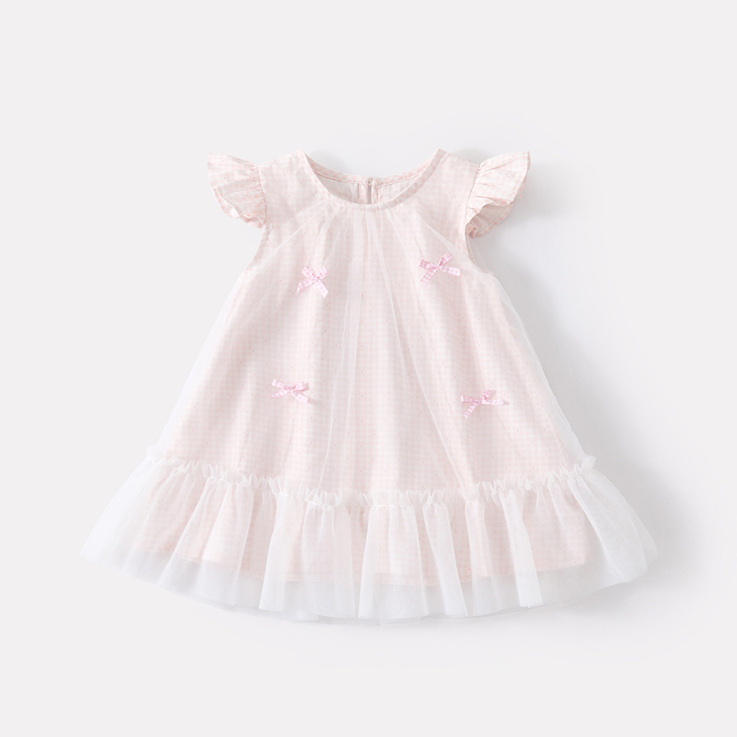 夏季新款婴幼儿甜美飞袖蝴蝶结棉布背心纱裙女宝宝薄款韩系连衣裙