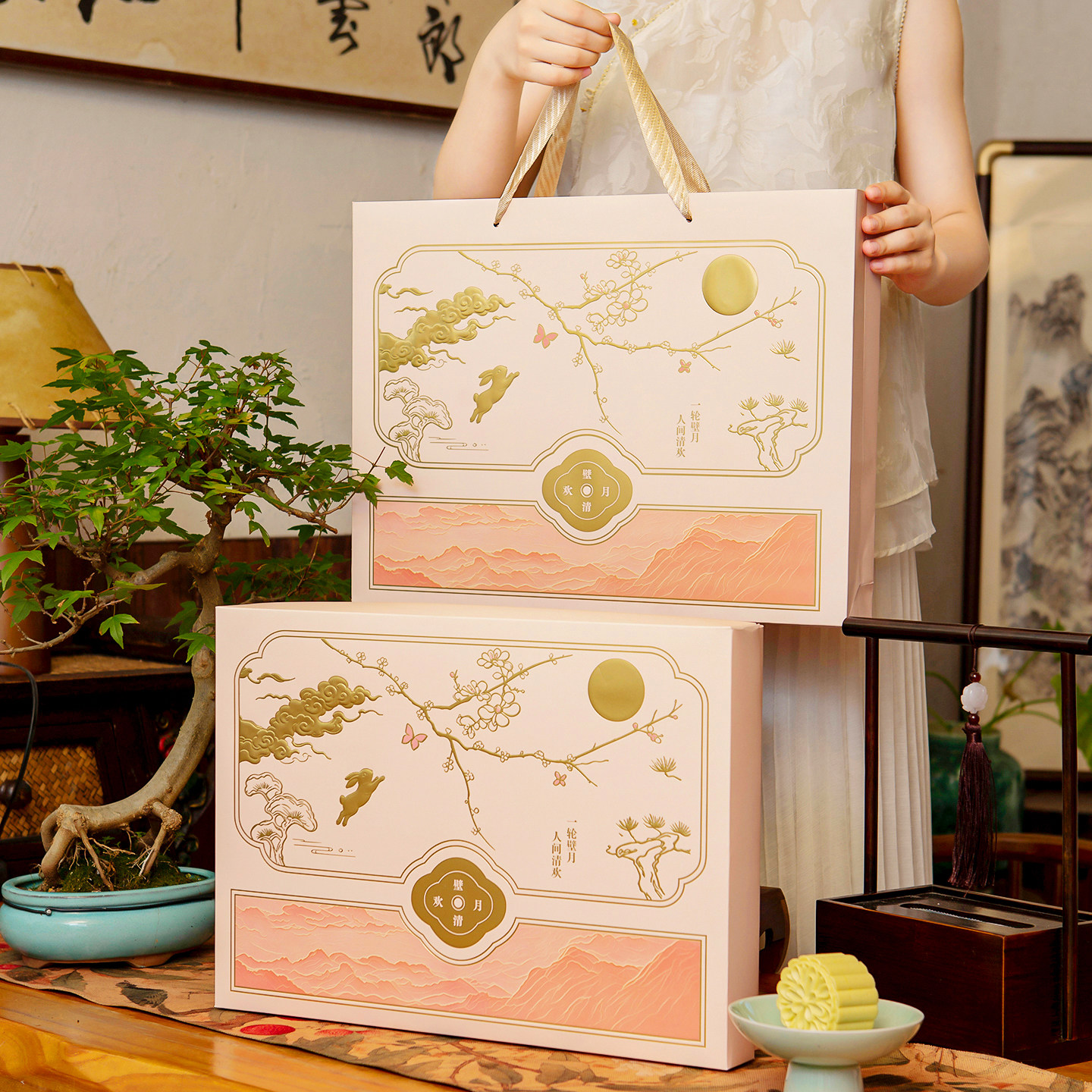月饼盒6粒8粒个装中秋节礼品盒酒店工厂logo定制月饼包装盒空盒子