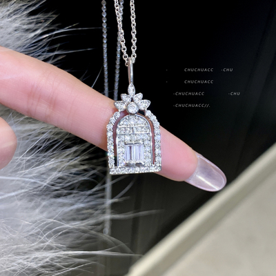 韦雪同款网红幸福之门满钻项链