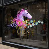 创意刺绣新年氛围装 马年春节装 饰静电玻璃橱窗贴中式 扮布置贴饰