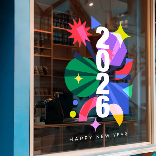 新年创意抽象艺术静电玻璃贴