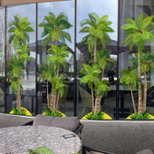 夏天椰子树大尺寸落地幕墙橱窗装 扮布置绿色热带植物静电无胶贴纸