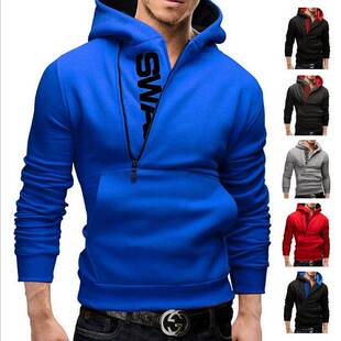 韩版热卖春装时尚斜拉链开衫连帽卫衣男mens hoodie hoody jacket