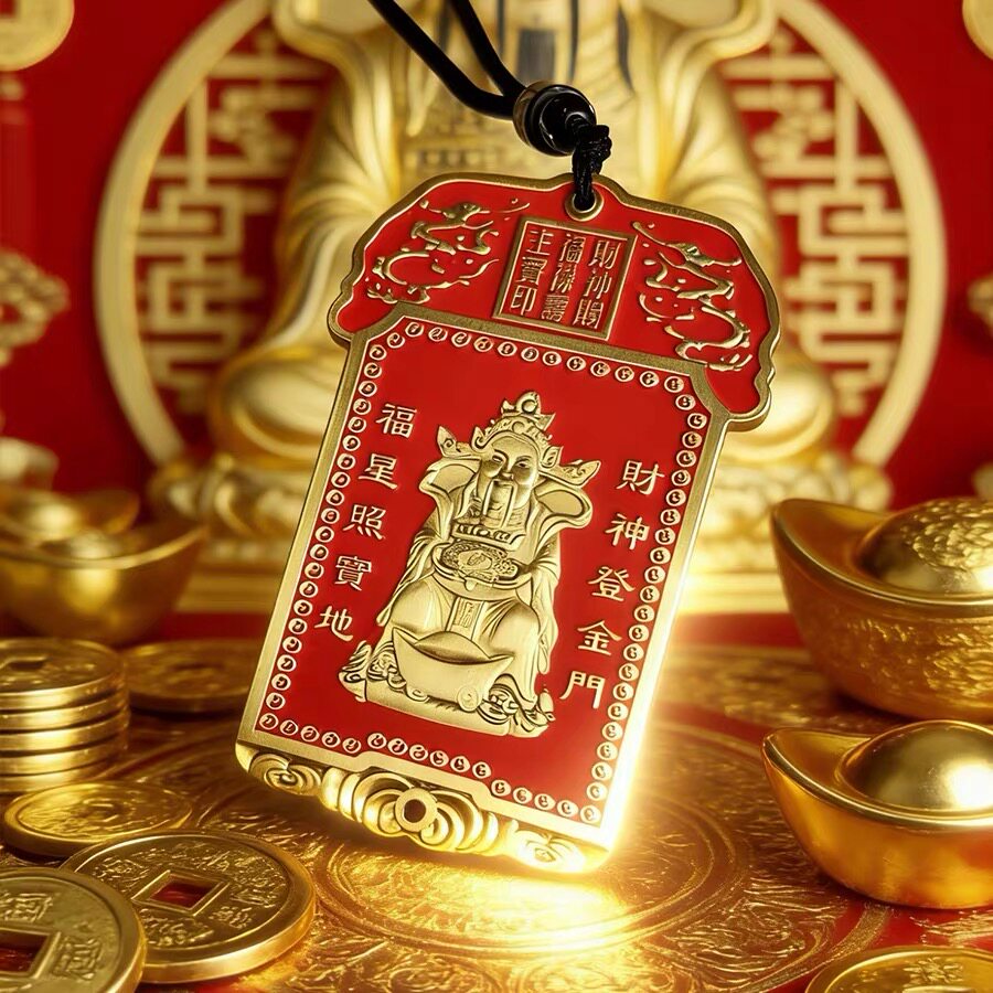 招财鸿运当头招财令牌车钥匙扣武五路财神爷吊坠饰高级感挂件