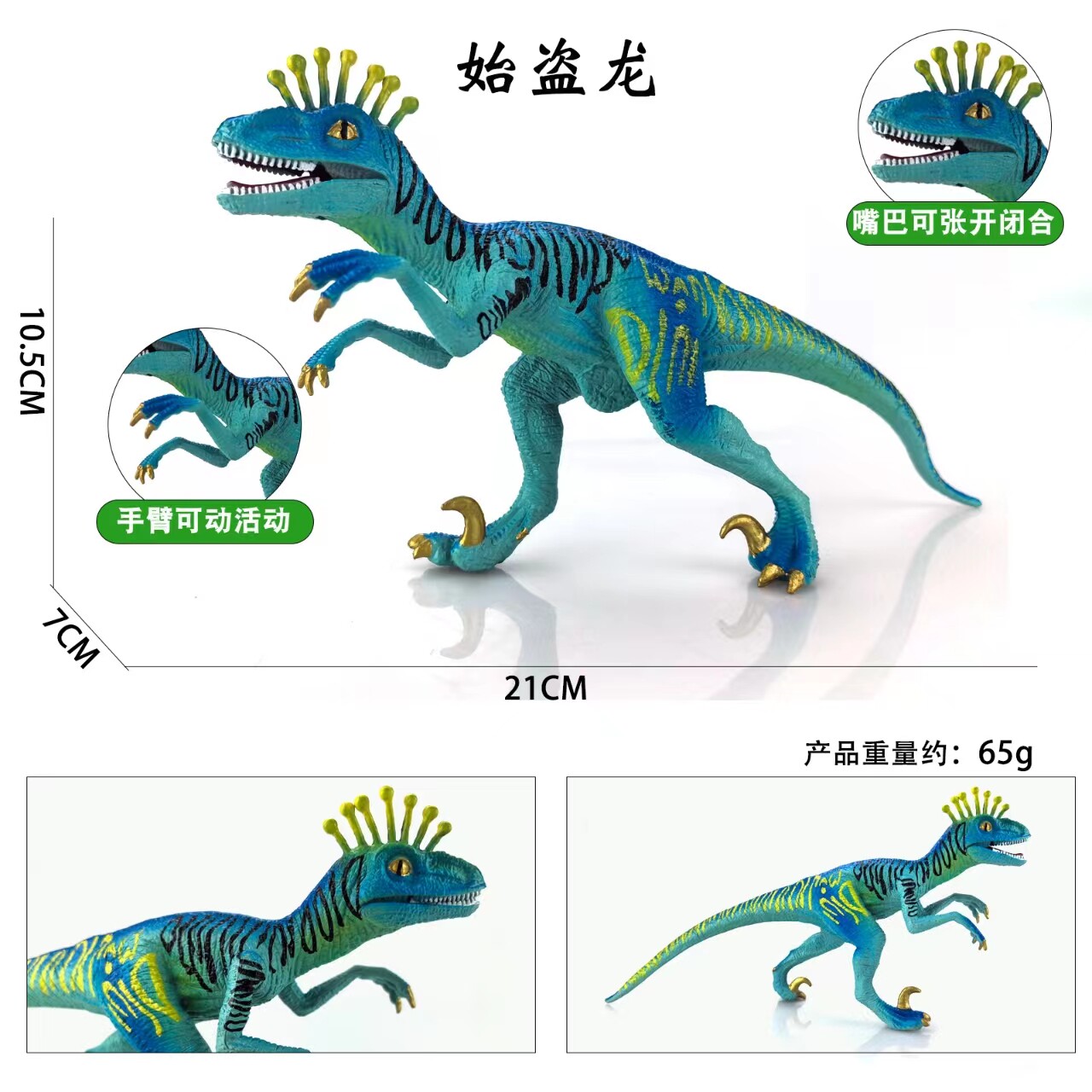 恐龙玩具儿童孩仿真实心恐龙模型食肉始盗龙野生动物模型霸王龙