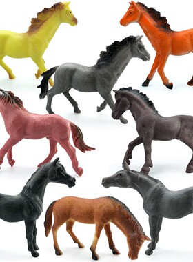 仿真动物马模型马驹骏马黑马千里马野马儿童认知玩具动物模型摆件
