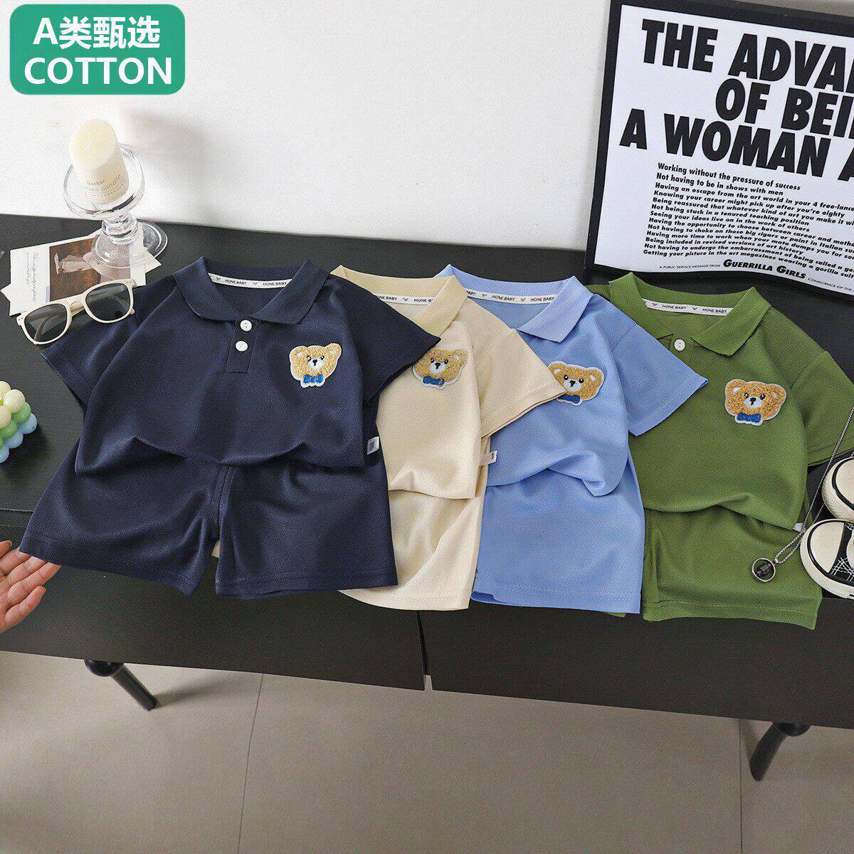A类甄选男童运动polo衫套装夏季新款儿童休闲短袖衣服男宝宝薄款