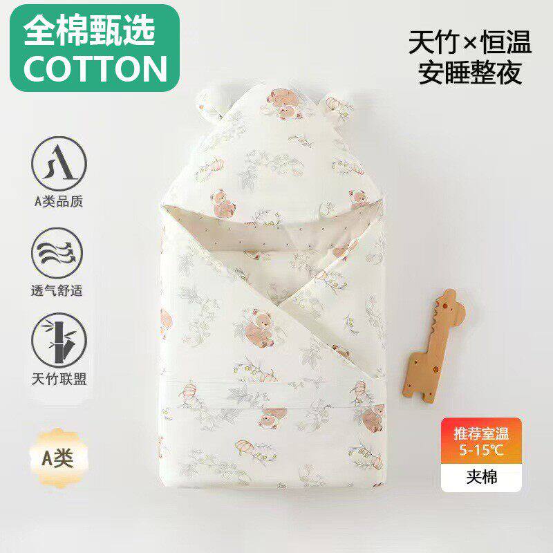 全棉婴儿包被薄棉初生产房抱被纯棉保暖新生儿小被子可水洗棉花盖