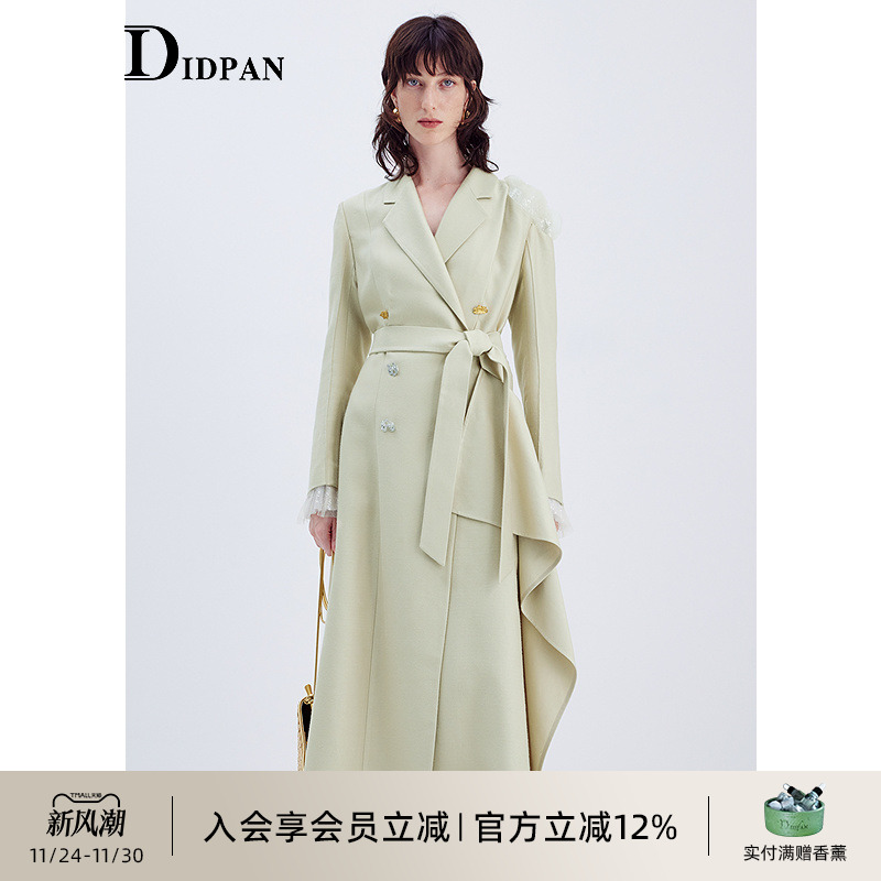 IDPAN西装领长款外套2025季新款精致干练时尚设计感礼服大衣女