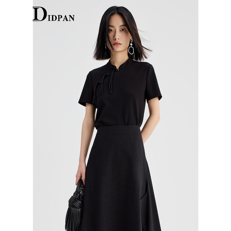 IDPAN新中式盘扣上衣夏季新款时尚通勤高级感黑色国风上衣女