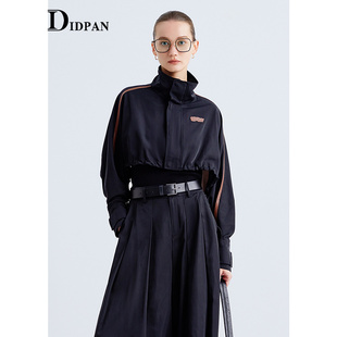 IDPAN短款 夹克外套女设计感户外运动风立领拉链冲锋衣2025秋新款