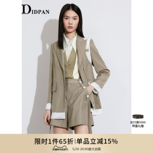 新款 领中长外套 修身 IDPAN女装 秋季 设计女戗驳西装 商场同款 时尚