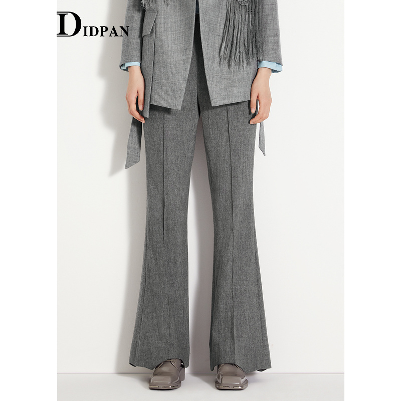 IDPAN通勤修身百搭高腰微喇裤