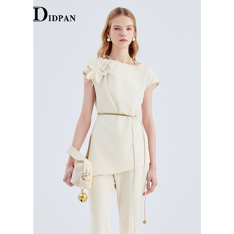 IDPAN不规则设计感上衣2025夏季新款薄款轻奢高级感小众短袖T恤女