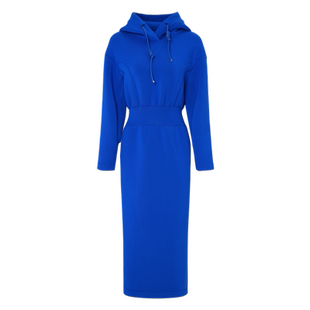 IDPAN女装冬季新款多巴胺穿搭超好看收腰连帽卫衣长袖连衣裙