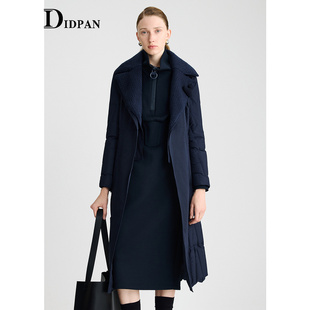 别致外套女 IDPAN长款 羽绒服冬季 新款 毛织气质大翻领设计时尚