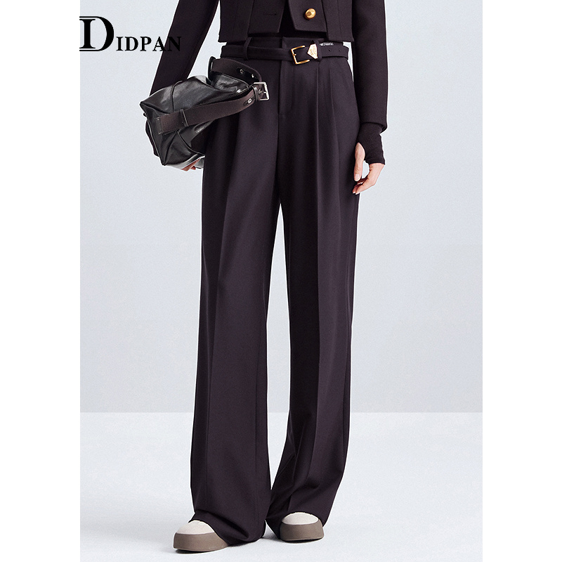 IDPAN通勤松弛感休闲阔腿西装裤遮肉显瘦利落长裤2025冬季新款