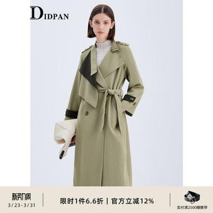 时髦通勤设计感撞色百搭中长款 新款 羊毛风衣女 春季 IDPAN女装