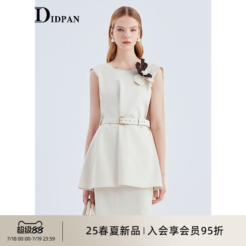 IDPAN针织上衣2025夏季新款精致通勤简约百搭背心无袖设计感T恤女
