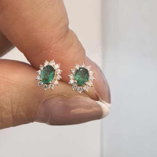 珠宝展 意大利K18金祖母绿太阳花耳钉ISA6K18ZT