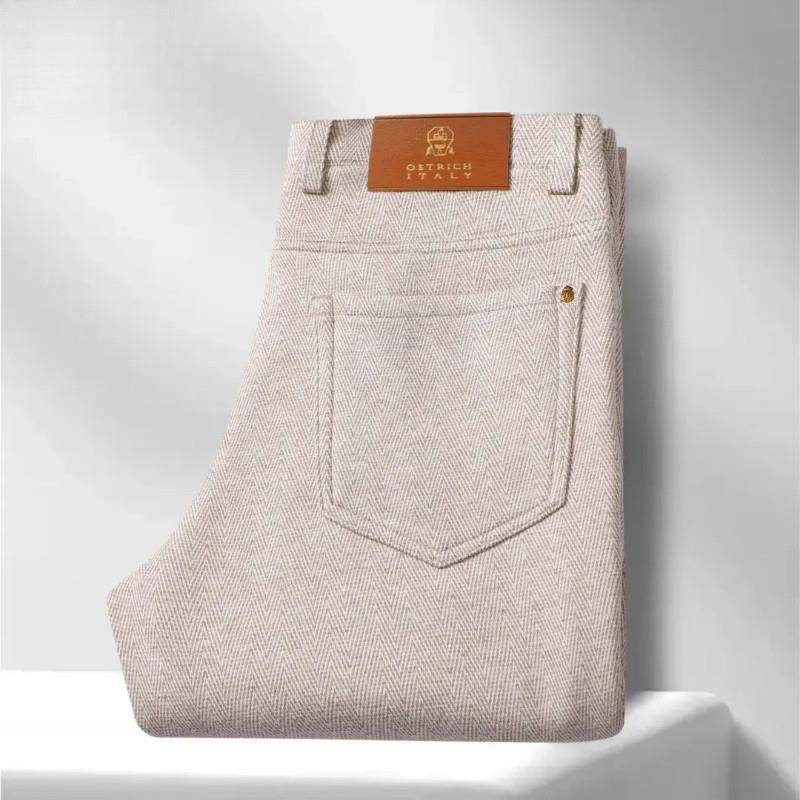 KADL轻奢男装秋冬新款桑蚕丝棉羊毛U男士高端轻奢舒适休闲裤百搭