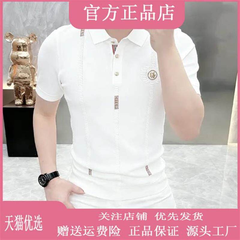 Cloud轻奢2号店针织冰丝短袖T恤男老钱风时尚休闲夏半袖POLO衫M