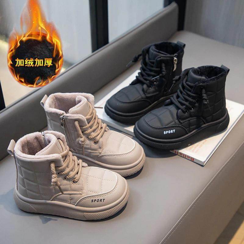 钤运百货儿童雪地靴秋R冬加绒二棉加厚保暖棉鞋高帮女童马丁