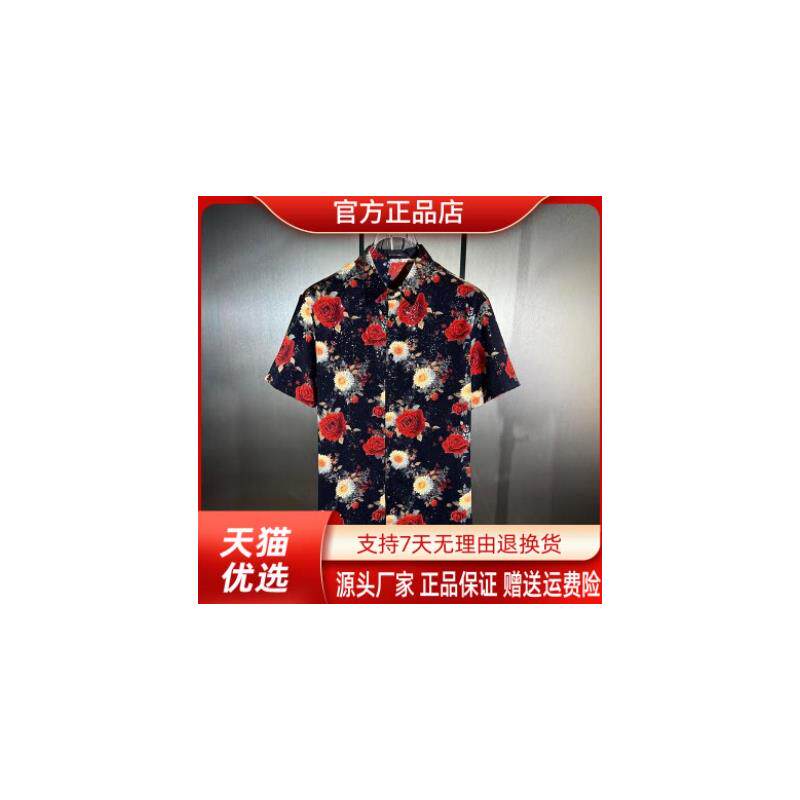 绅度轩服饰LMVQ/2026潮流夏数码3D印花男士短袖大玫瑰衬衫CS2618