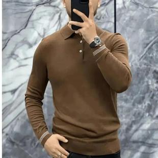 晨曲欧品男装20j25秋冬u季商务男士翻领针织POLO衫毛衣时尚轻奢舒