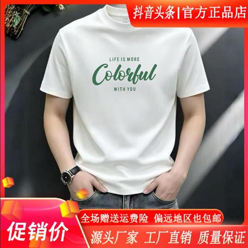枫善服饰Amphelisia夏季新款短袖T恤男士时尚圆领设计感印花半袖