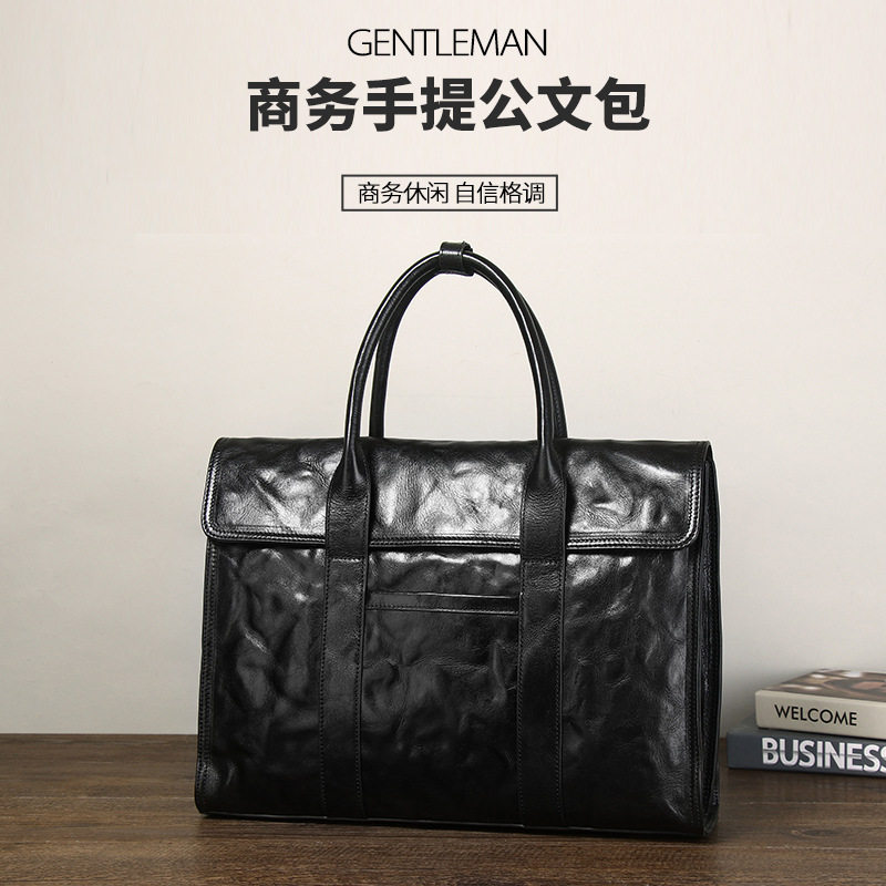 头层牛皮海宁孝琴高档商务公文包尺寸长39高30宽8放14寸电脑