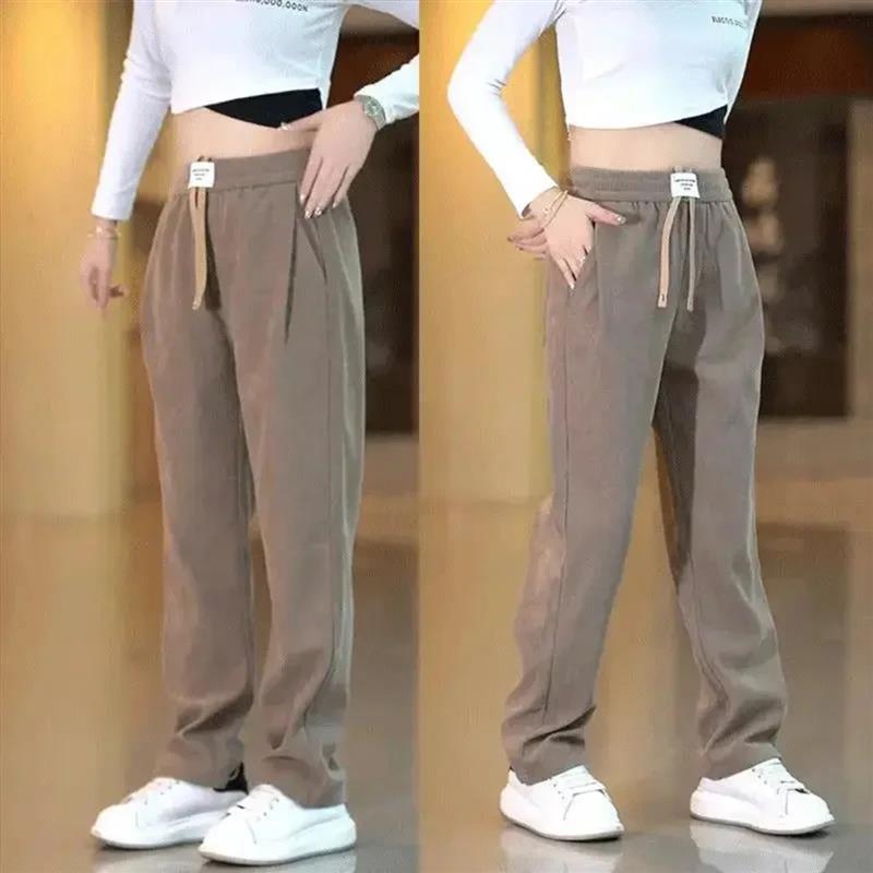 简曜男装秋冬休闲裤男H士宽松直筒裤2025运动时尚爆款松紧腰长裤
