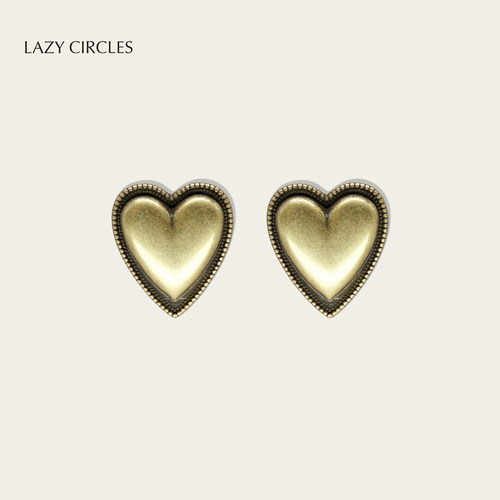 LAZYCIRCLES复古金色爱心耳环