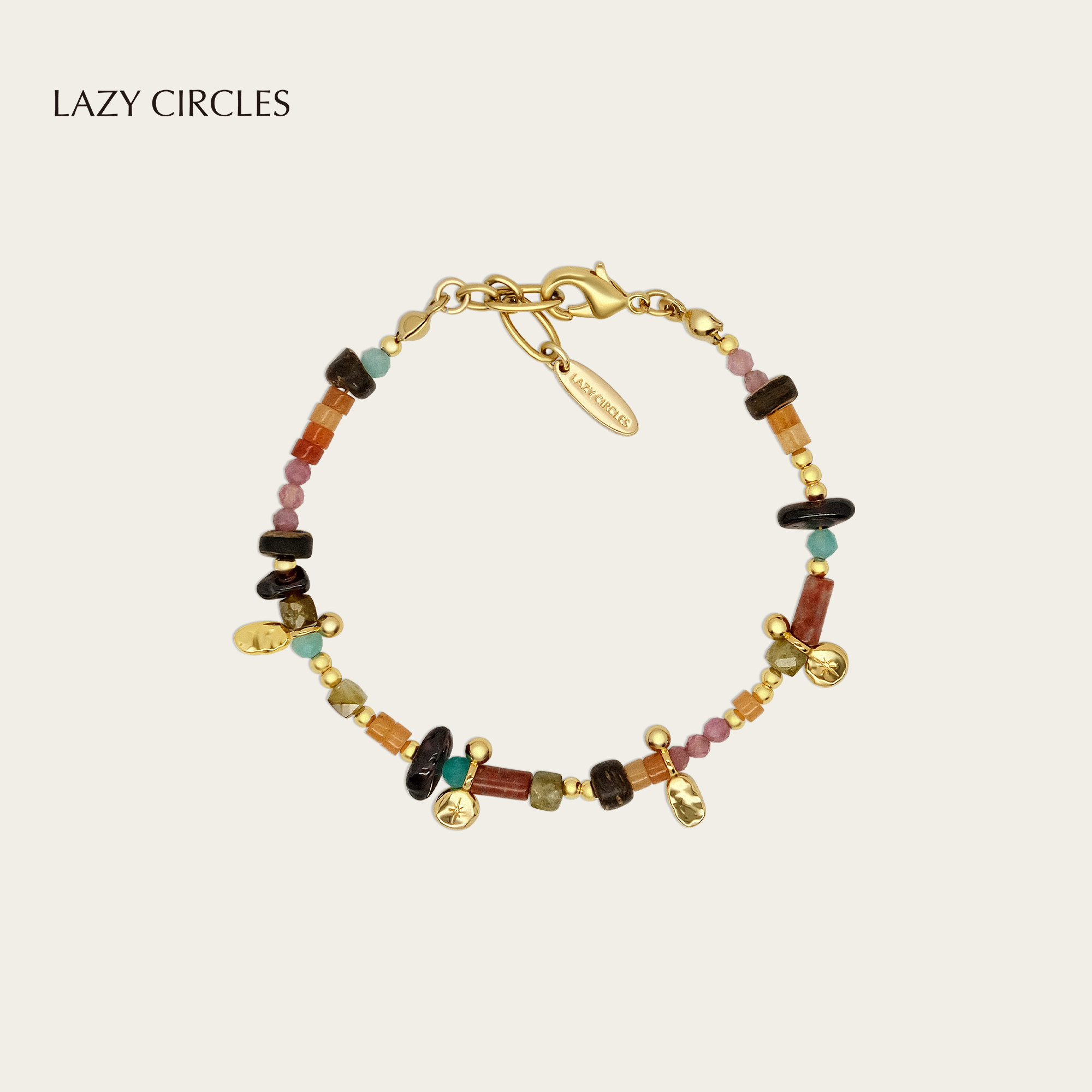 LAZY CIRCLES彩虹碎石点点手链女细巧彩色多巴胺夏季手饰