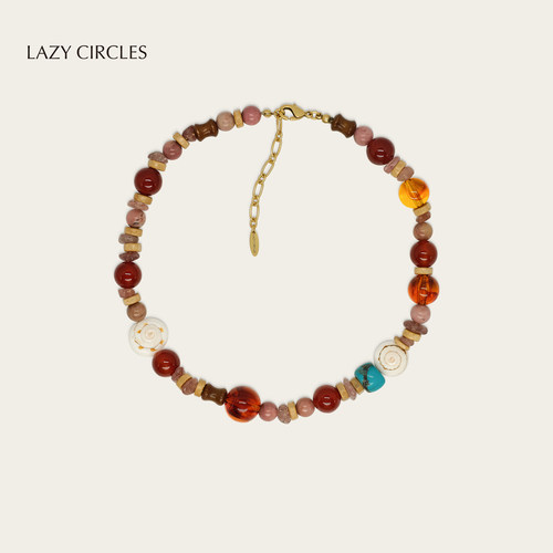 LAZYCIRCLES红玛瑙混石项链