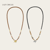 LAZY CIRCLES小马长项链女天然石串珠手工编绳秋冬氛围感长毛衣链