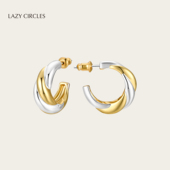 CIRCLES缠绕麻花耳环女气质双色高级感法式 金晨同款 LAZY 百搭配饰