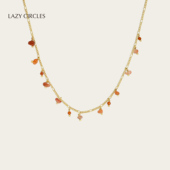 LAZY CIRCLES红玛瑙碎石项链女天然石流苏吊坠锁骨链