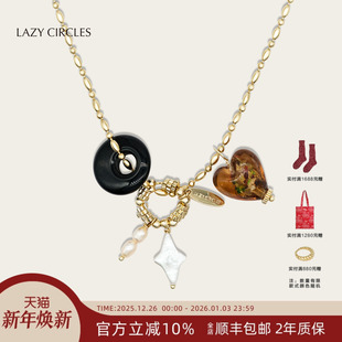 LAZY 美拉德珍珠毛衣链 CIRCLES情人米珠项链女原创设计复古法式