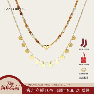 西部之心项链女爱心天然石双层项链 绒耳朵推荐 LAZY CIRCLES